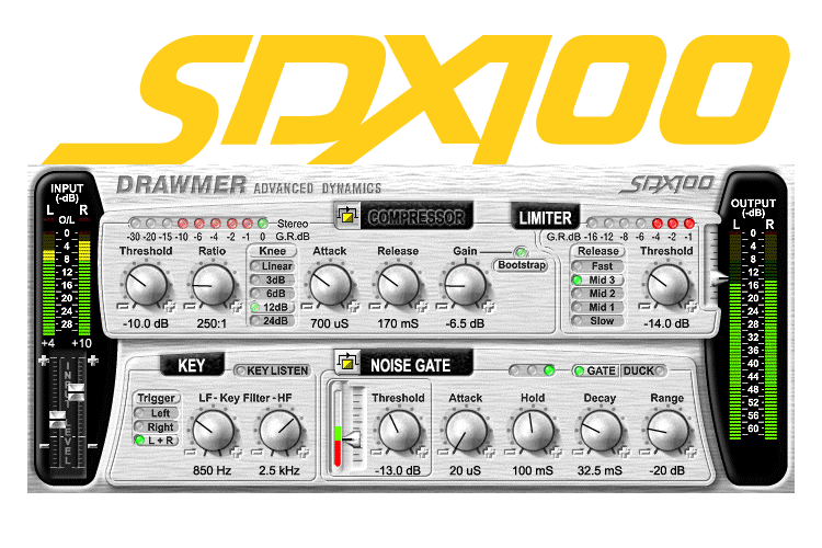 The SDX100 plugin with logo above in yellow