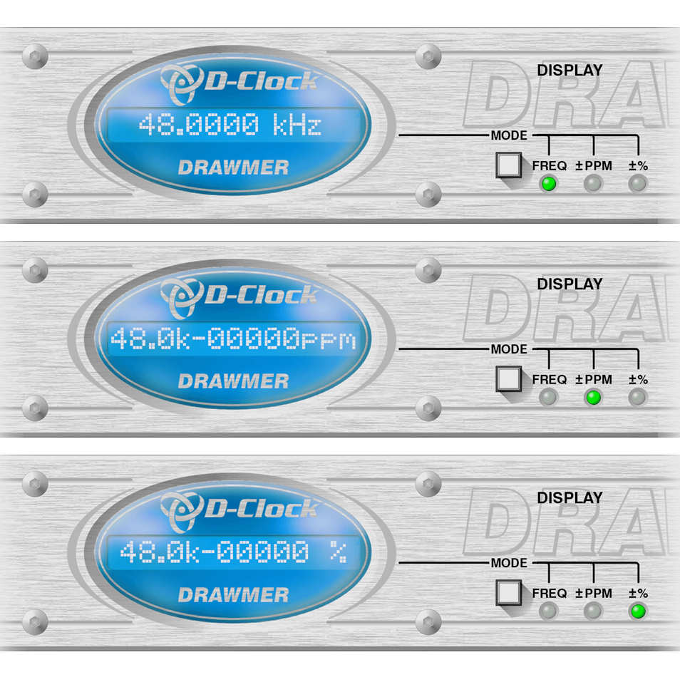 Showing the three frequency display formats of the D-Clock