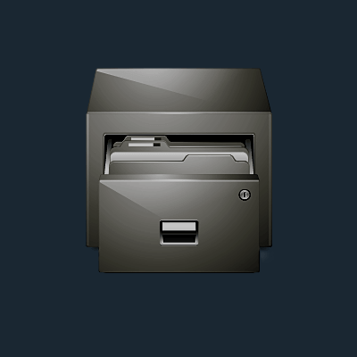 A graphic of a filing cabinet for the Archives link